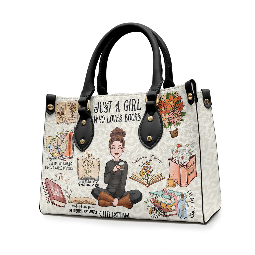Just A Girl Who Loves Books - Personalized Book Leather Handbag