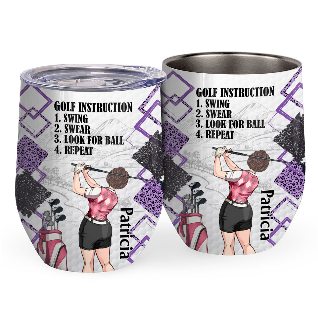 Juste une fille - Cadeau de golf pour elle, épouse, maman, grand-mère, petite amie - Gobelet à vin personnalisé