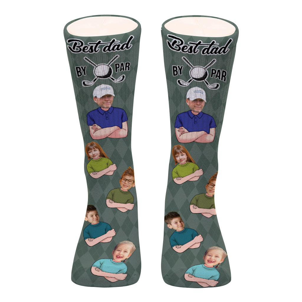 Meilleur Papa selon le Par - Cadeau de golf pour papa, lui, petit ami, mari, grand-père - Chaussettes personnalisées