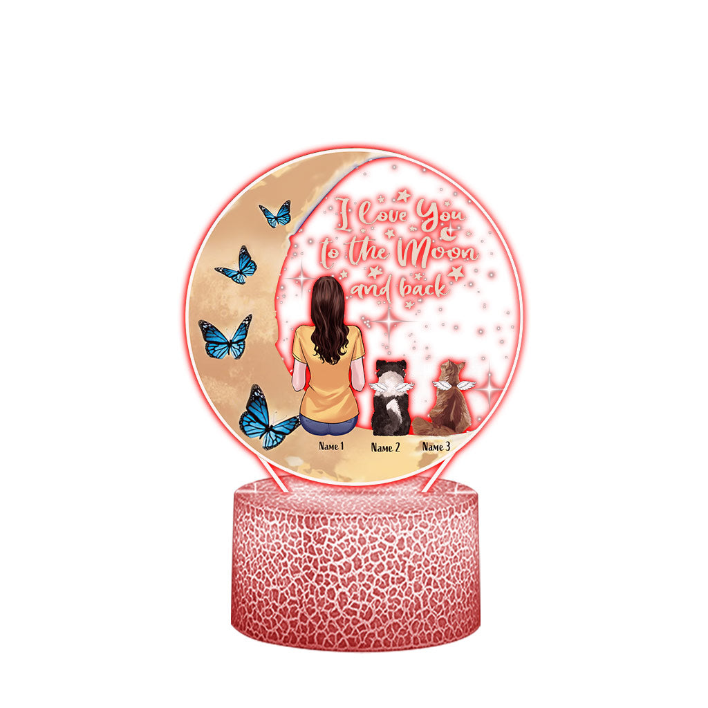 Je t'aime jusqu'à la lune et retour - Plaque lumineuse personnalisée en forme de chien
