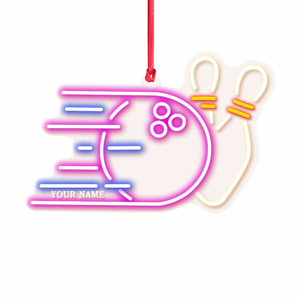 Collection d'articles de bowling - Ornement de Noël transparent personnalisé sur le thème du bowling