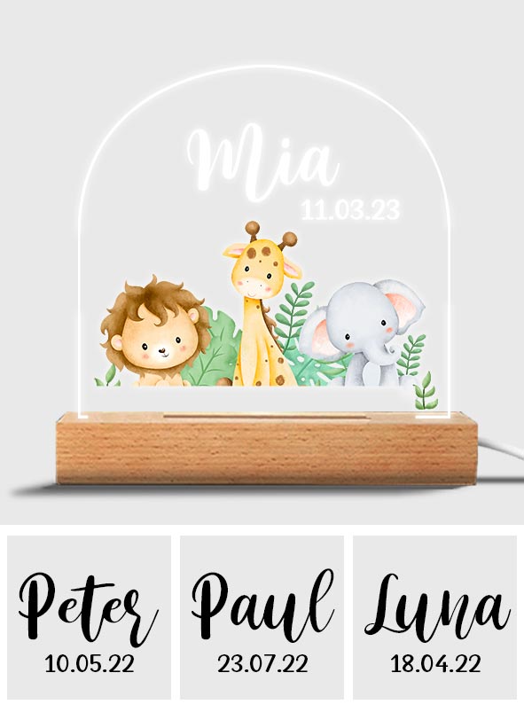 Cadeau de naissance - Plaque lumineuse personnalisée en forme d'enfant