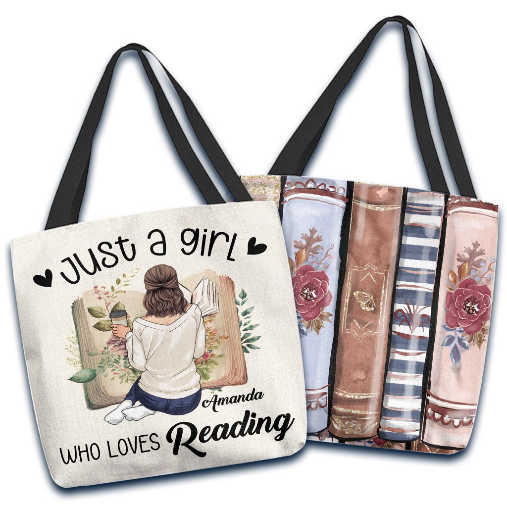 Sac fourre-tout personnalisé « Juste une fille qui aime lire »