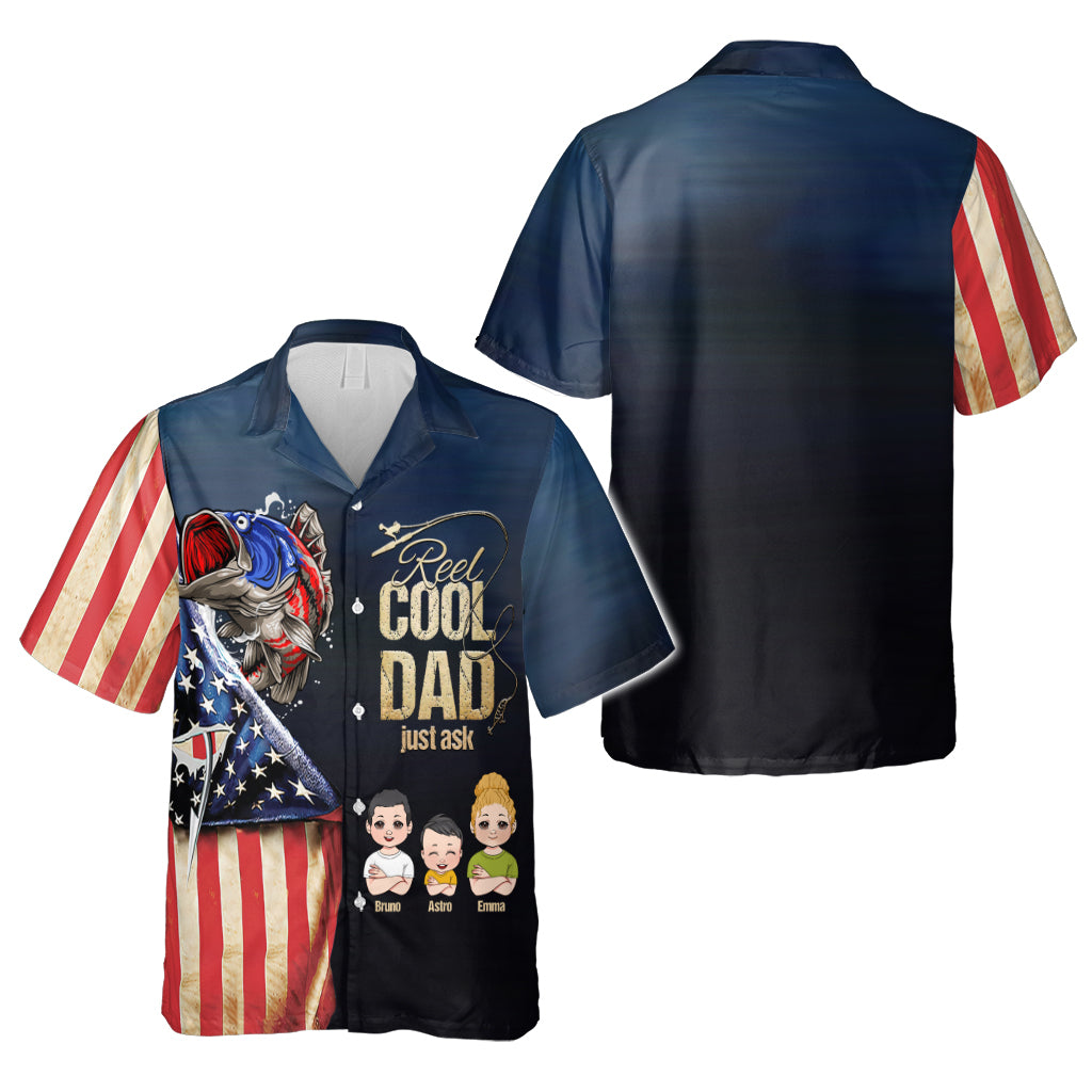 Reel Cool Dad - Personalized Fishing Hawaiian Shirt