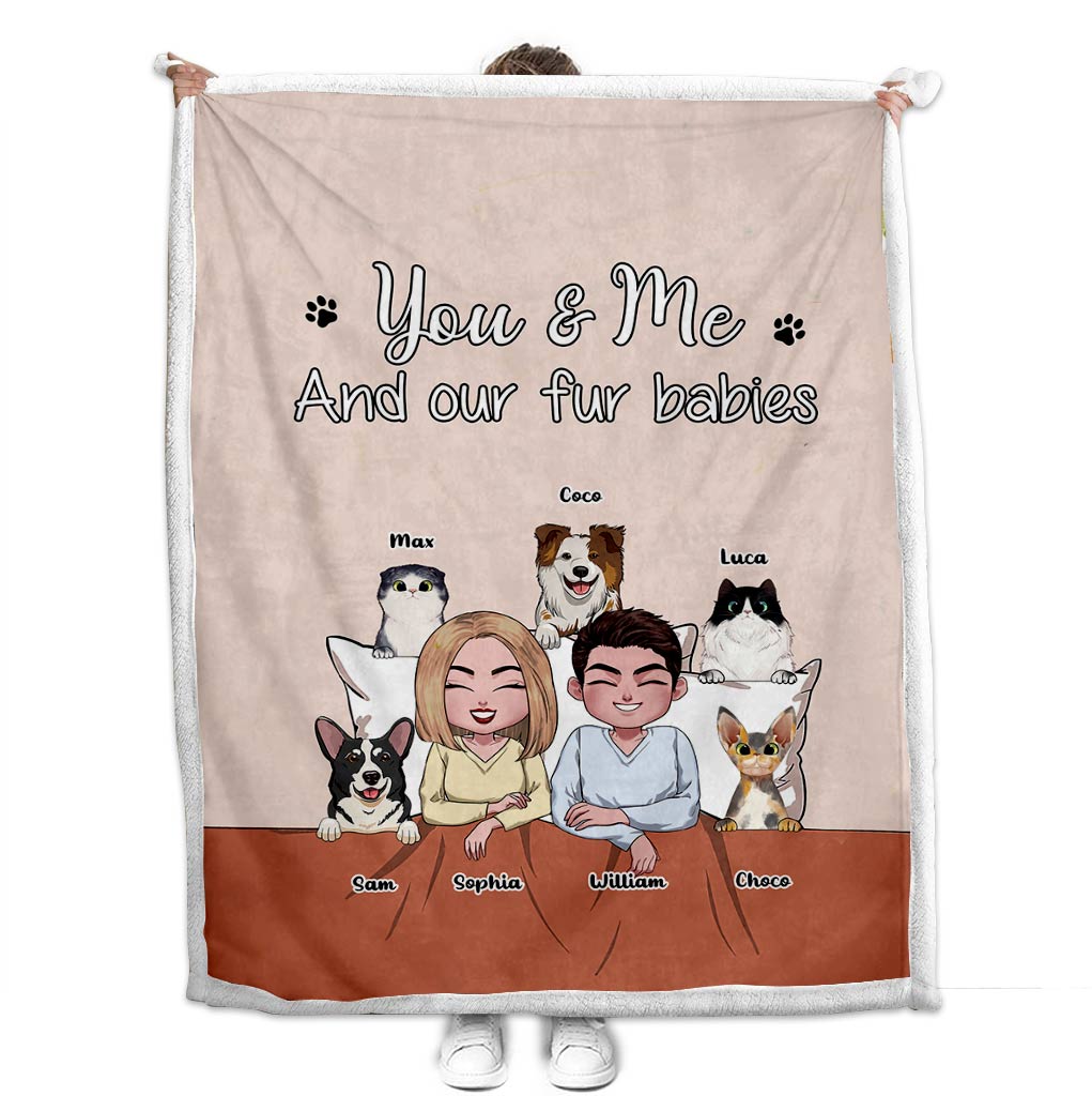 Couverture personnalisée pour couples « Toi, moi et nos animaux de compagnie »