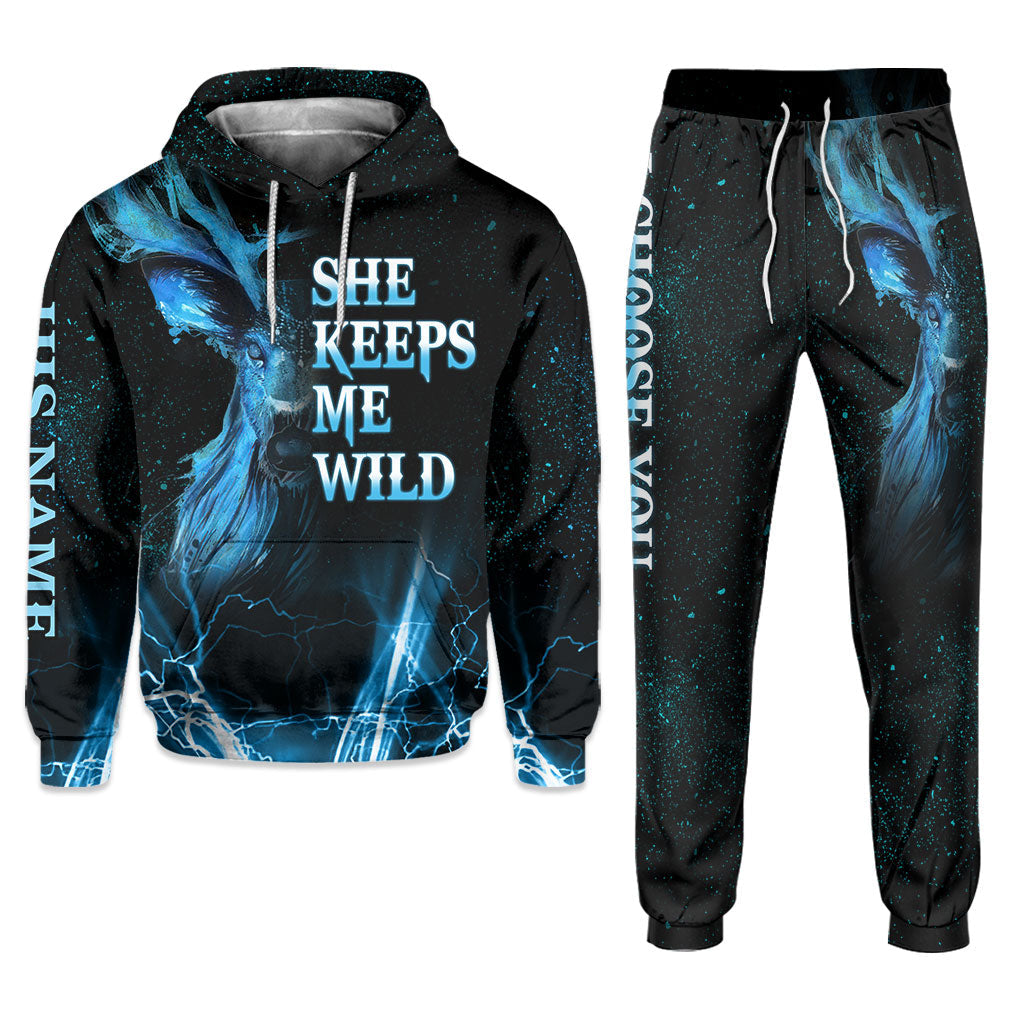 Couple de chasseurs - Ensemble sweat à capuche et pantalon de survêtement personnalisés pour couples de chasseurs