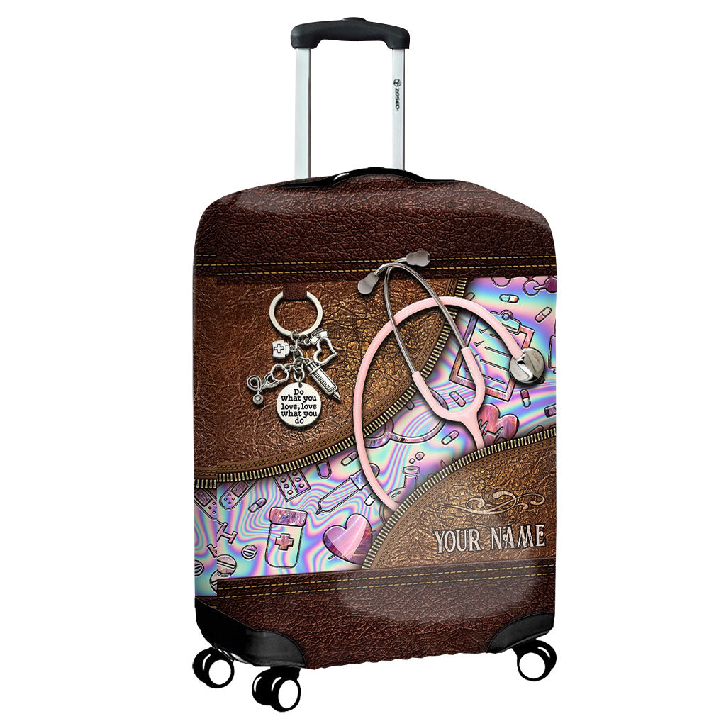 Pink Stethoscope - Personalized Nurse Luggage Cover