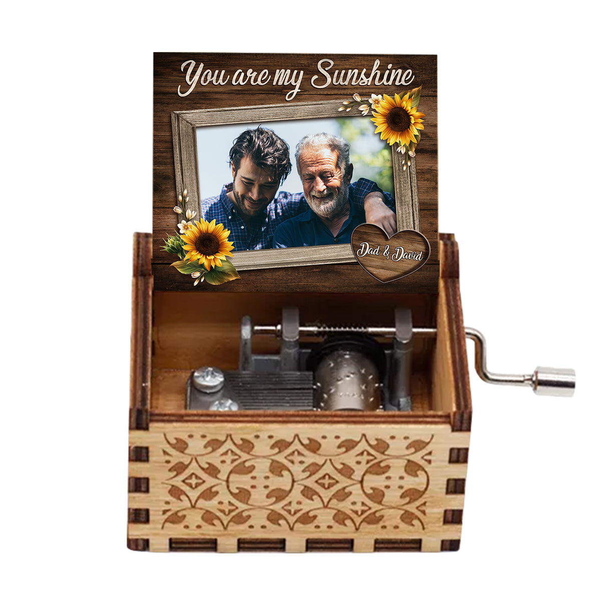 Tu es mon rayon de soleil - Cadeau pour maman, grand-mère, grand-père, fille, fils, petite-fille, petit-fils, ami(e), sœur, frère, tante, oncle, papa - Boîte à musique à manivelle personnalisée