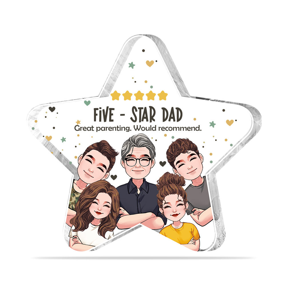 Papa cinq étoiles - Plaque acrylique personnalisée pour père