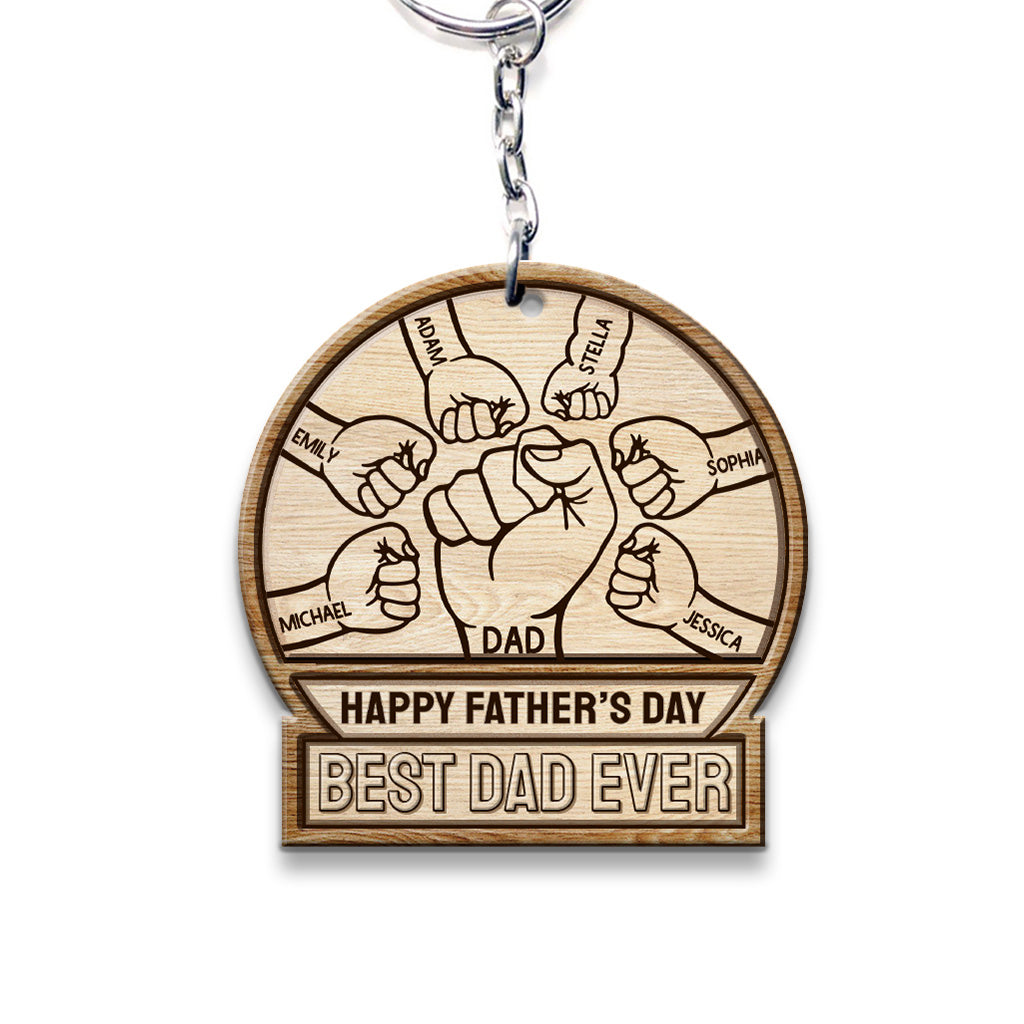 Best Dad Ever - Personalized Father's Day Father Keychain (Printed On Both Sides)