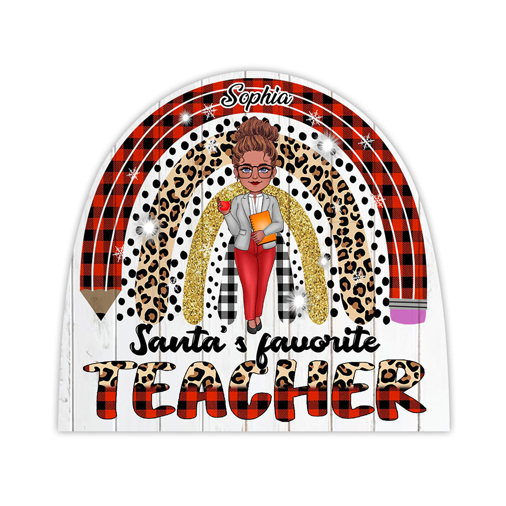 Paillasson personnalisé en forme d'enseignant(e) - Professeur(e) préféré(e) du Père Noël