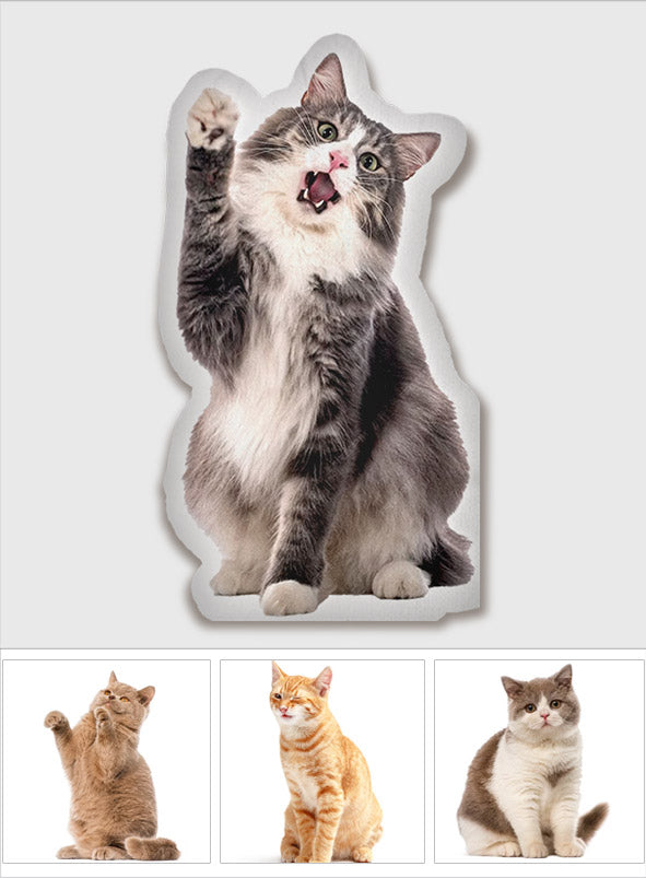 Coussin humanoïde personnalisé en forme de chat avec photo -