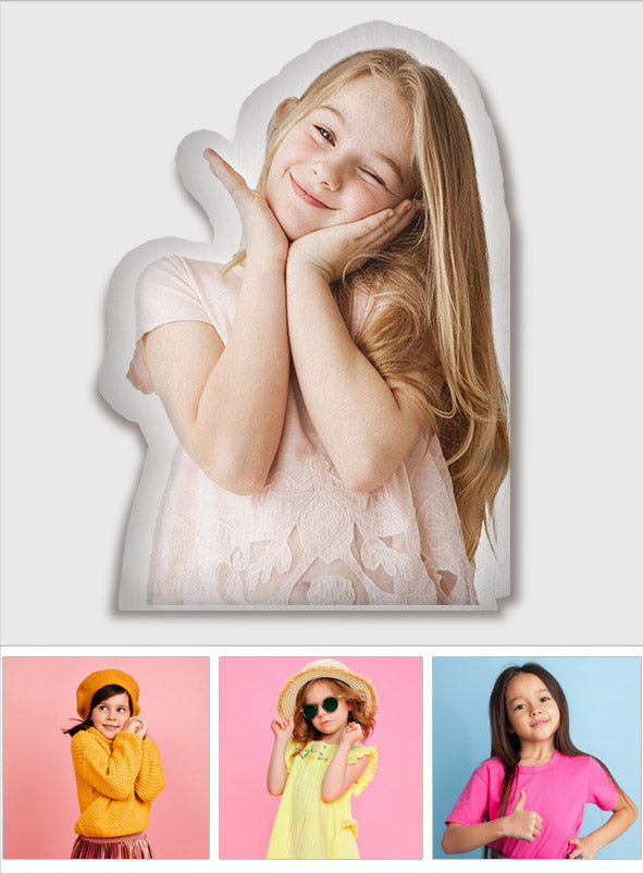 Coussin humanoïde personnalisé avec photo - Coussin en forme d'enfant personnalisé