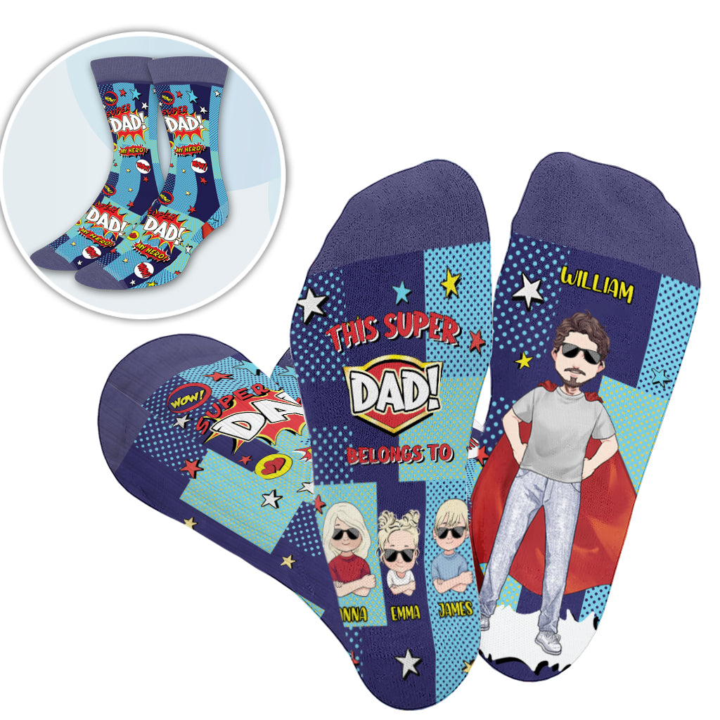 Super Papa - Cadeau pour papa, grand-père, oncle, frère - Chaussettes personnalisées