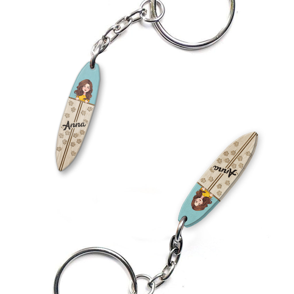 J'adore le surf - Porte-clés de surf personnalisé (Impression recto verso)