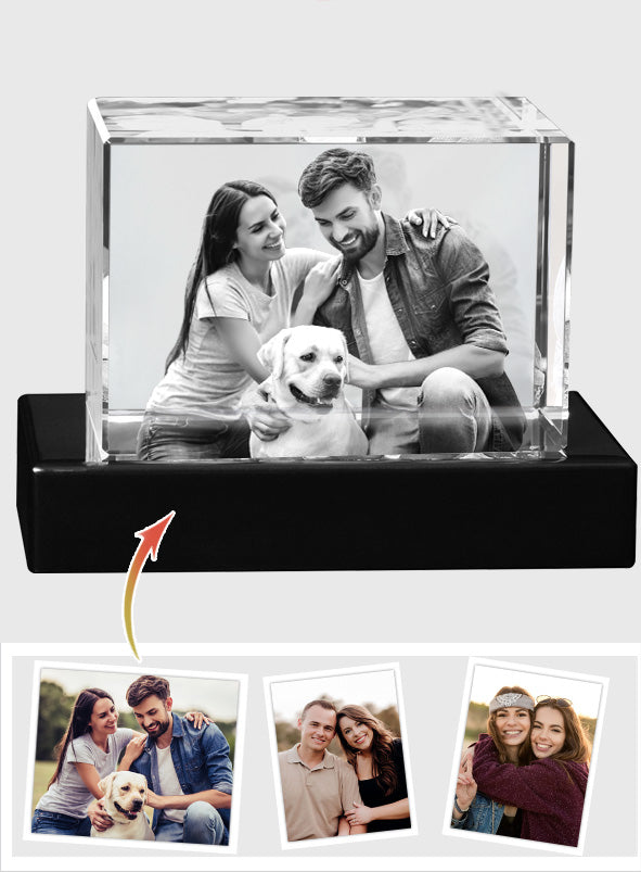 Lampe en cristal 3D cubique gravée au laser avec photo personnalisée pour chien