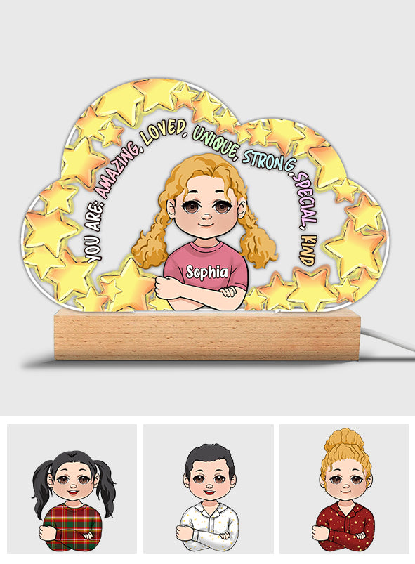 Tu es formidable - Socle lumineux personnalisé en forme de famille