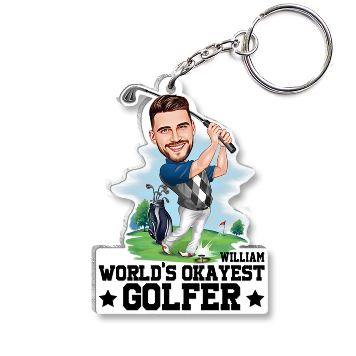 World's Okayest Golfer - Personalized Golf Keychain