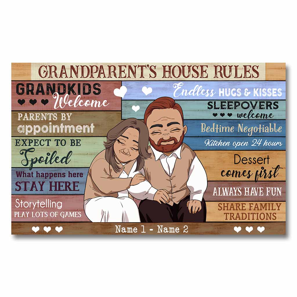Règles de la maison des grands-parents - Affiche personnalisée pour couples