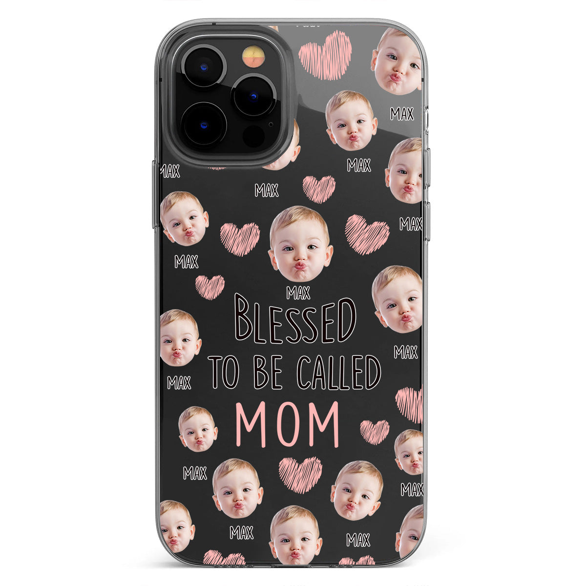 Heureuse d'être maman - Coque de téléphone transparente personnalisée pour maman
