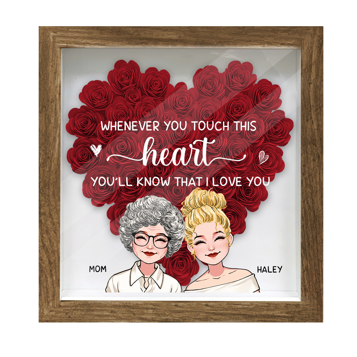 Whenever You Touch - Personalized Mother Flower Shadow Box
