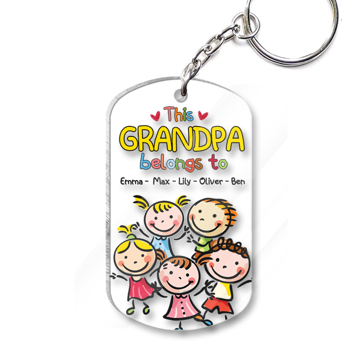 Ce porte-clés personnalisé « Ce grand-père appartient à » - Cadeau pour grand-père, grand-mère, maman, papa, oncle, tante, frère, sœur
