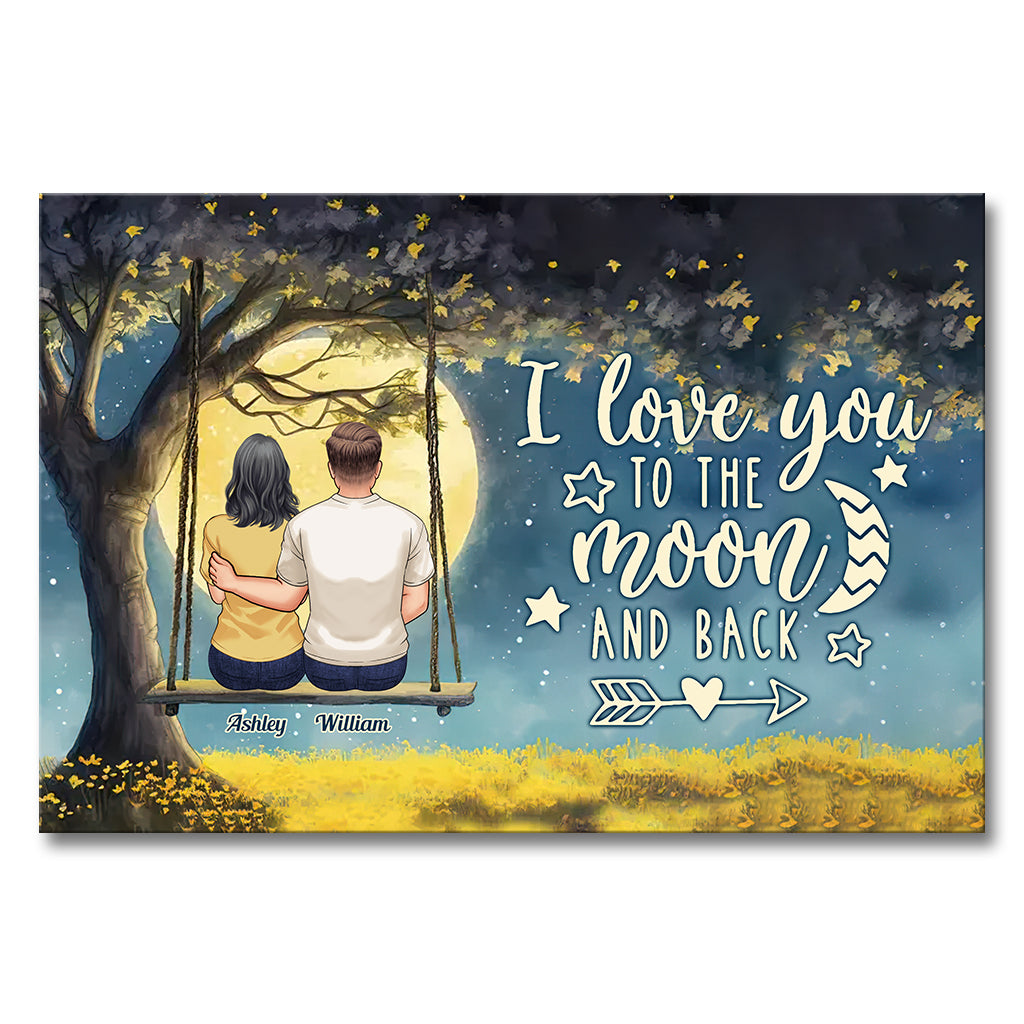 Aller et revenir sur la Lune - Toile et affiche personnalisées pour couples