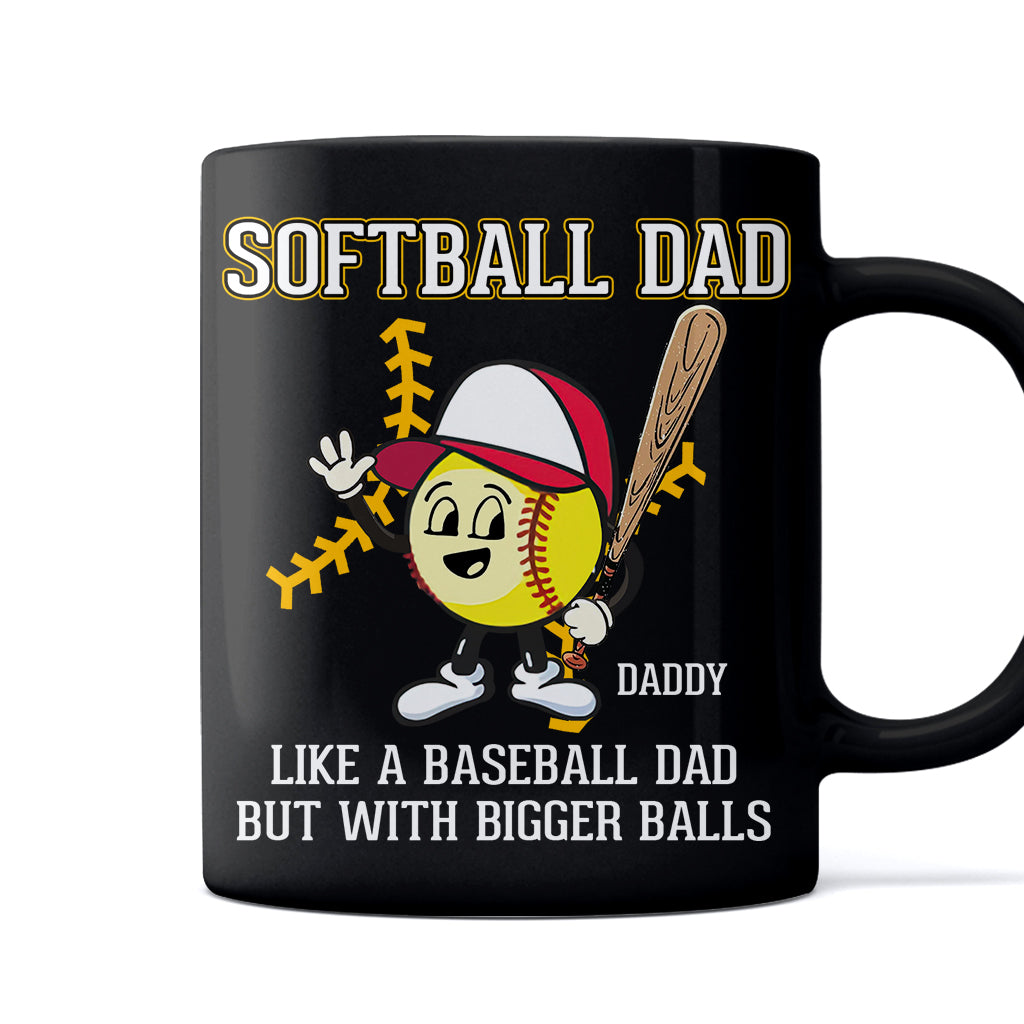Papa de softball, comme un papa de baseball, mais avec des balles plus grosses ! – Mug de softball personnalisé