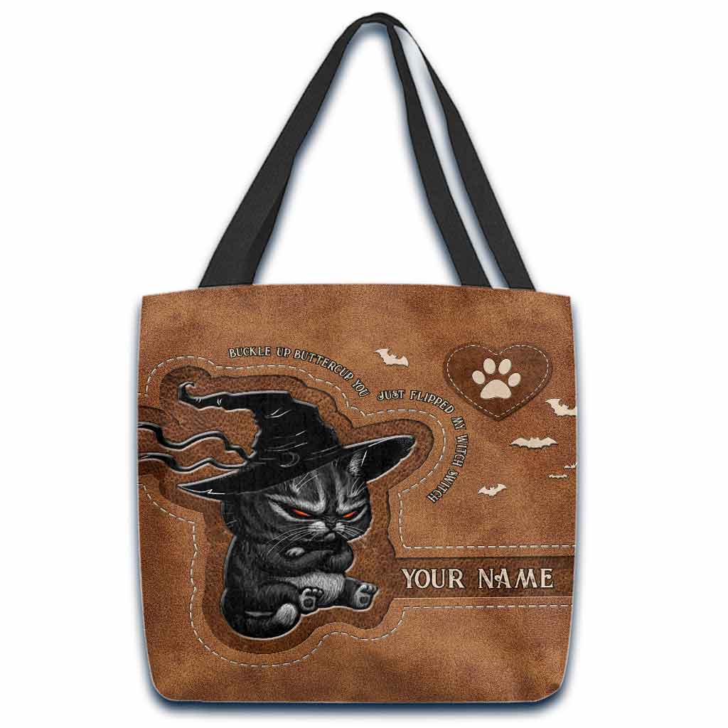 Sac fourre-tout personnalisé Chat « Buckle Up Buttercup Halloween »
