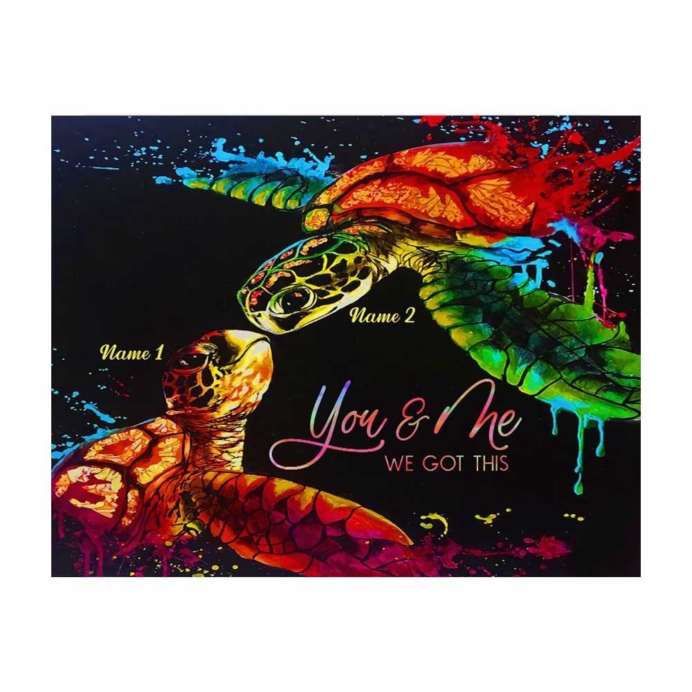 Toi et moi, on gère ! Couple de tortues - Tapisserie murale personnalisée pour couple de tortues