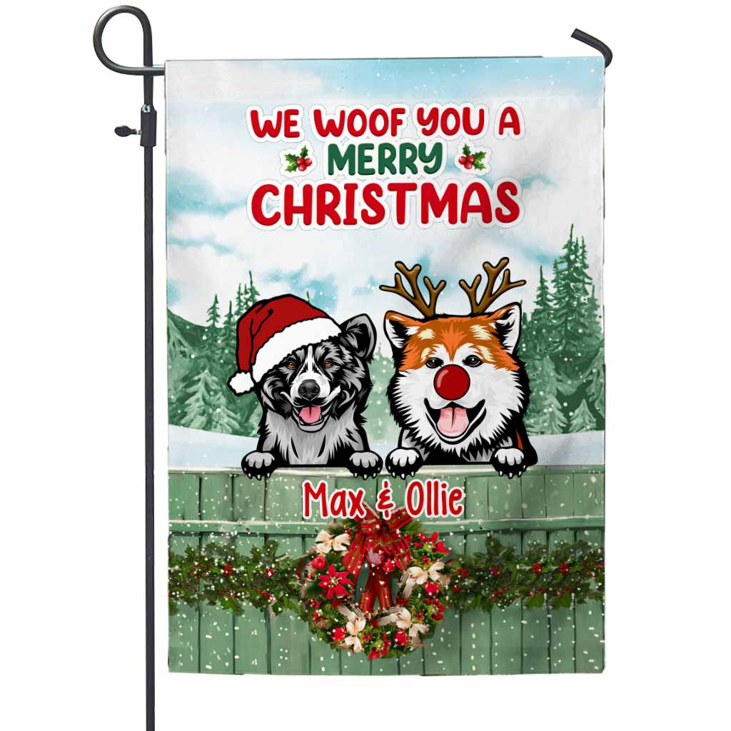 Nous vous souhaitons un joyeux Noël ! - Drapeau de jardin personnalisé pour chien - Noël