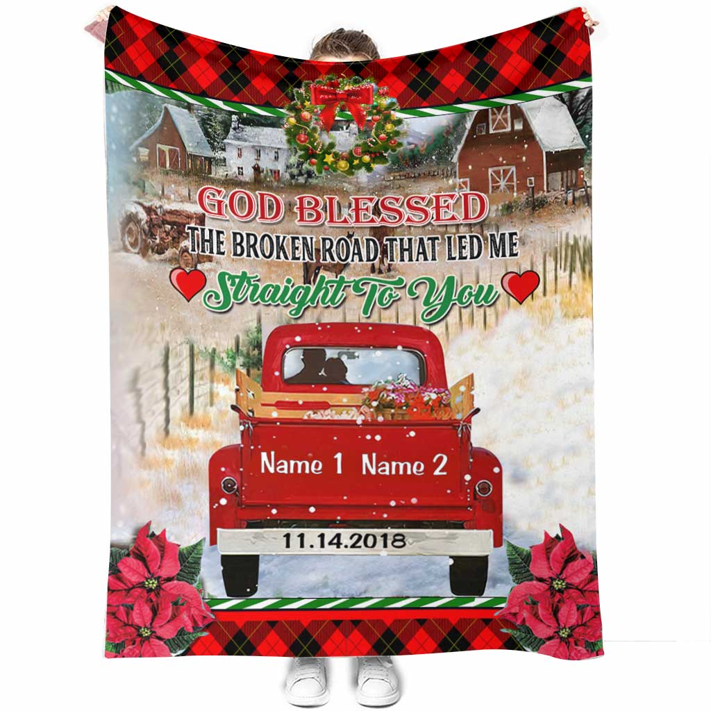 Dieu a béni la route brisée - Couverture de Noël personnalisée pour couple