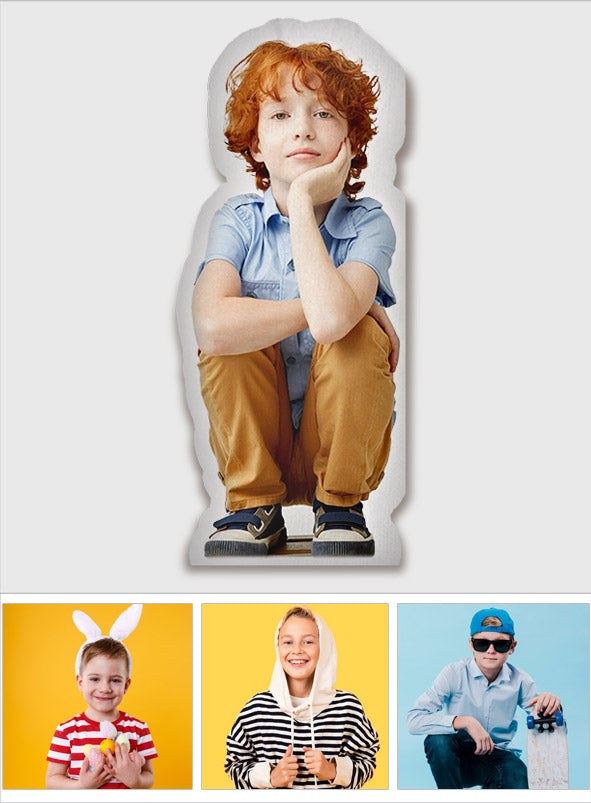 Coussin humanoïde personnalisé avec photo - Coussin en forme de fils personnalisé