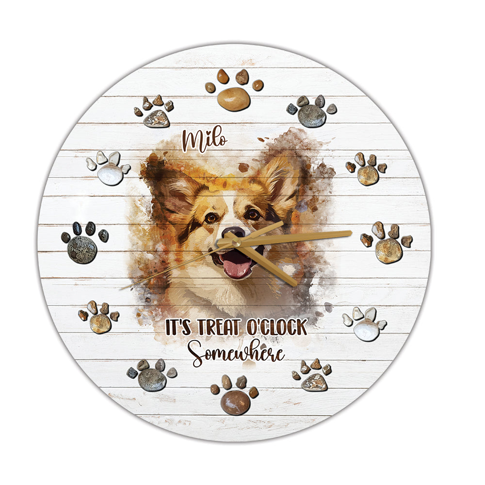 L'heure des friandises - Horloge murale personnalisée pour chien