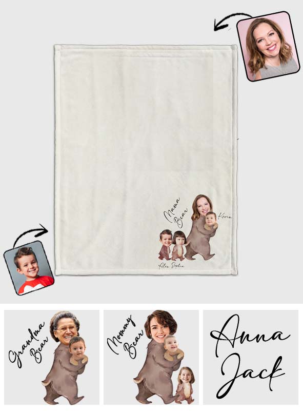 Mama Bear Watercolor Photo Custom - Personalized Mother Blanket