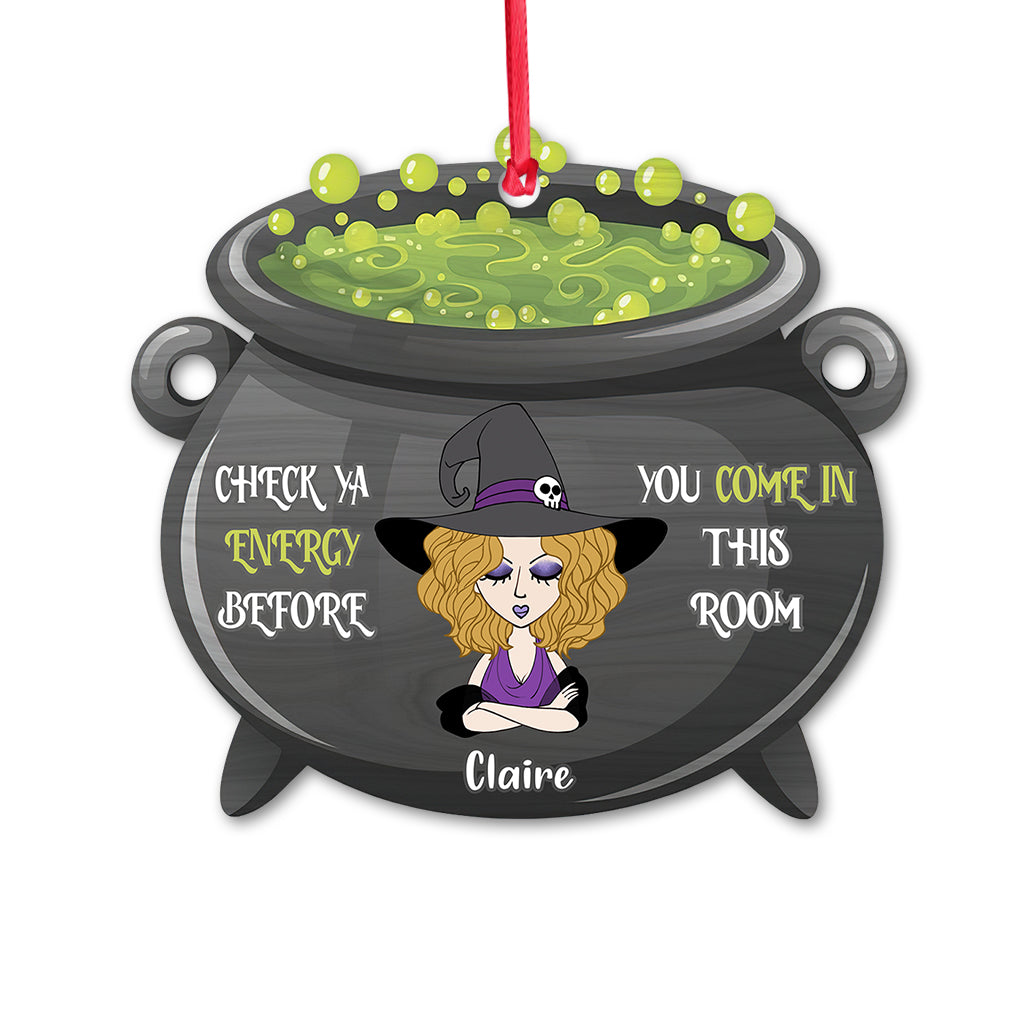 Check Ya Energy - Personalized Witch Ornament