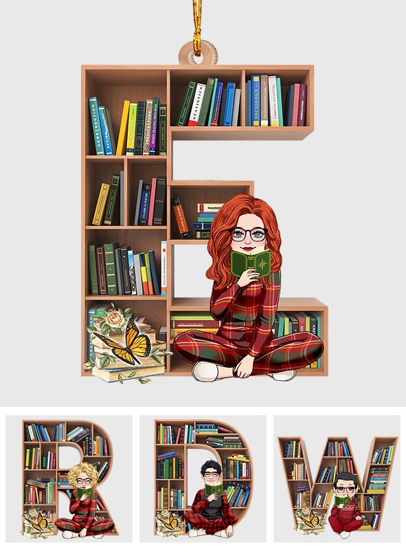 Bookshelf Ornament With Alphabet & Numbers - Personalized Book Ornament