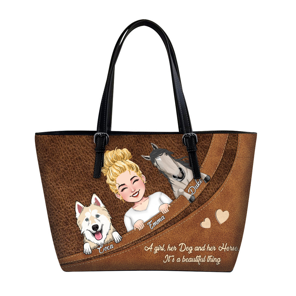 Quel bel objet ! - Cadeau pour amoureux des chevaux, des chiens et des chats - Sac en cuir personnalisé
