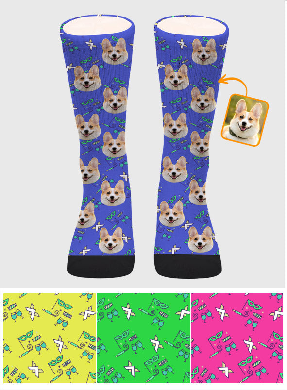 Chaussettes personnalisées pour chien à motif de fête - Chaussettes personnalisées pour chien