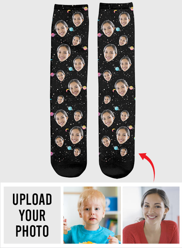 Custom Face Galaxy - Personalized Aunt Socks