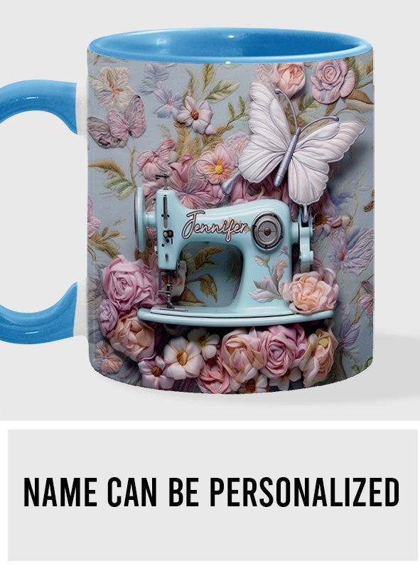 Floral Sewing Machine - Personalized Sewing Accent Mug