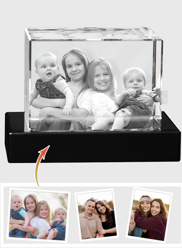 Lampe en cristal 3D cubique gravée au laser avec photo personnalisée pour enfant