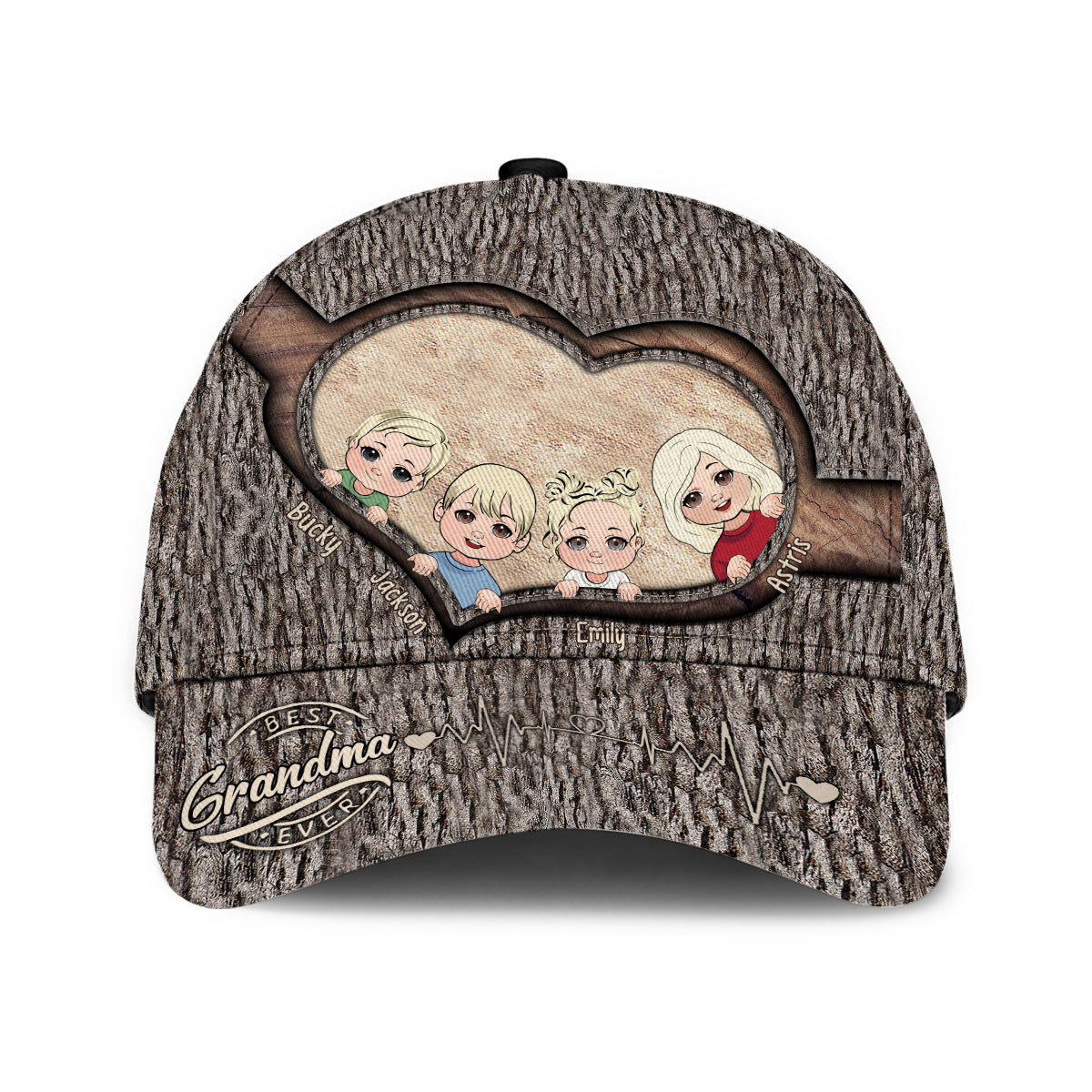 Chaque fois que vous touchez ce cœur - Cadeau pour papa, grand-mère, grand-père, maman, oncle, tante, frère, sœur - Casquette classique personnalisée