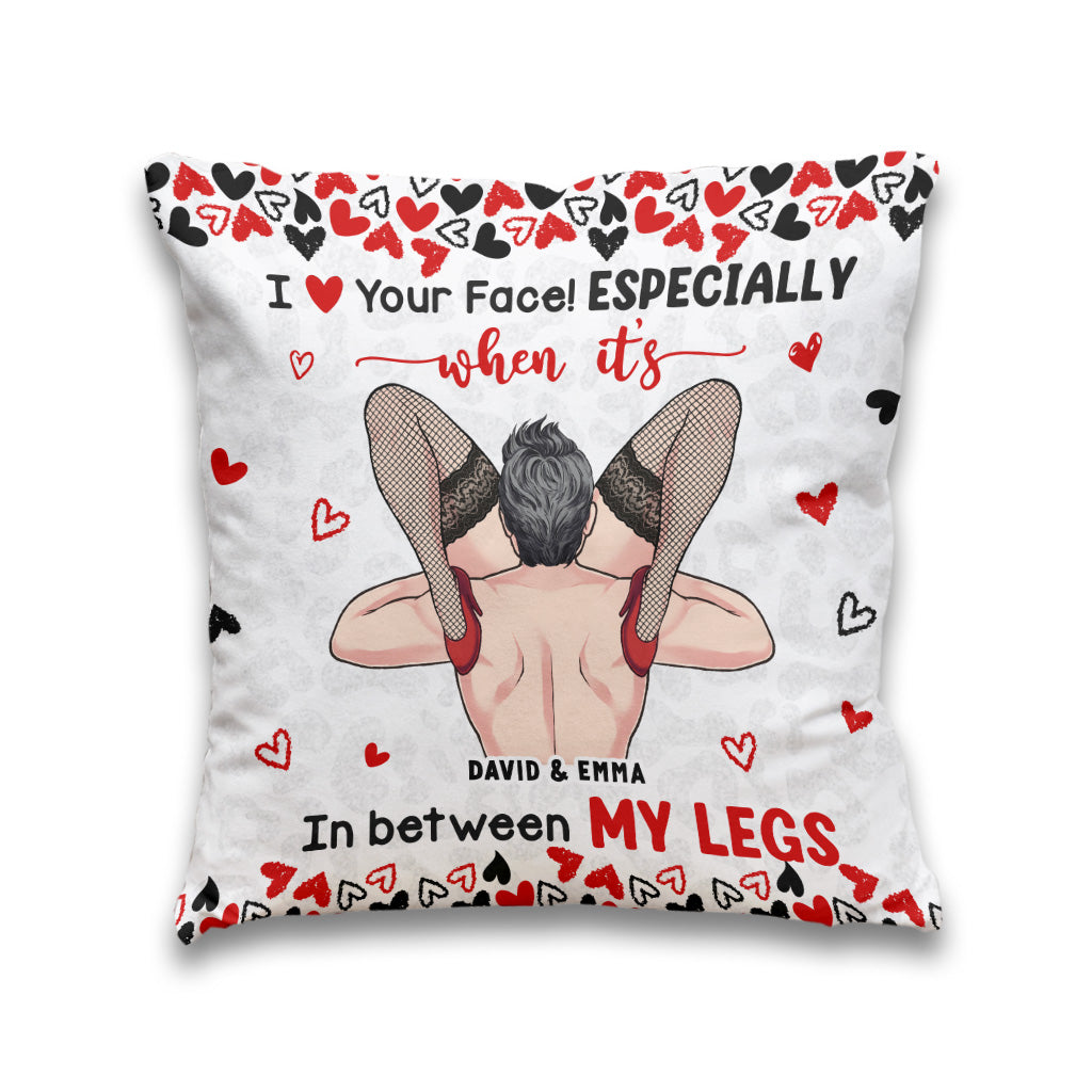Coussin décoratif personnalisé pour couple « J'adore ton visage coquin »