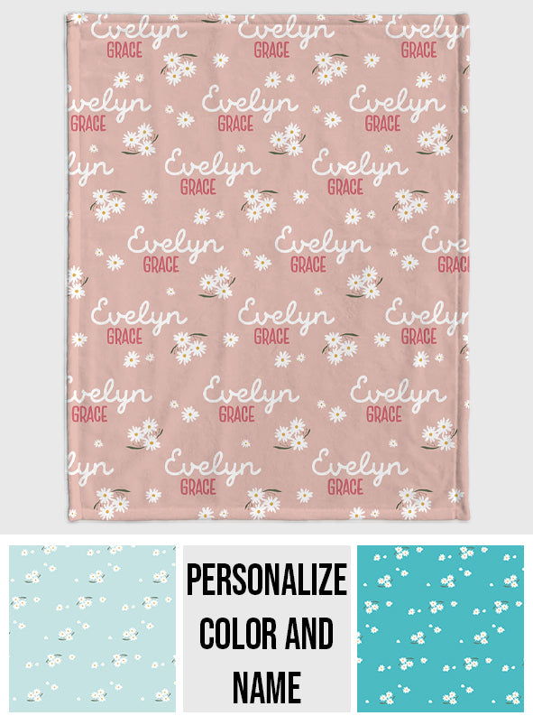 Couverture personnalisée Daisy avec nom pour petite-fille