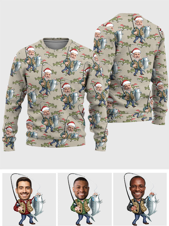 Noël sur le thème de la pêche - Pull moche de pêche personnalisé
