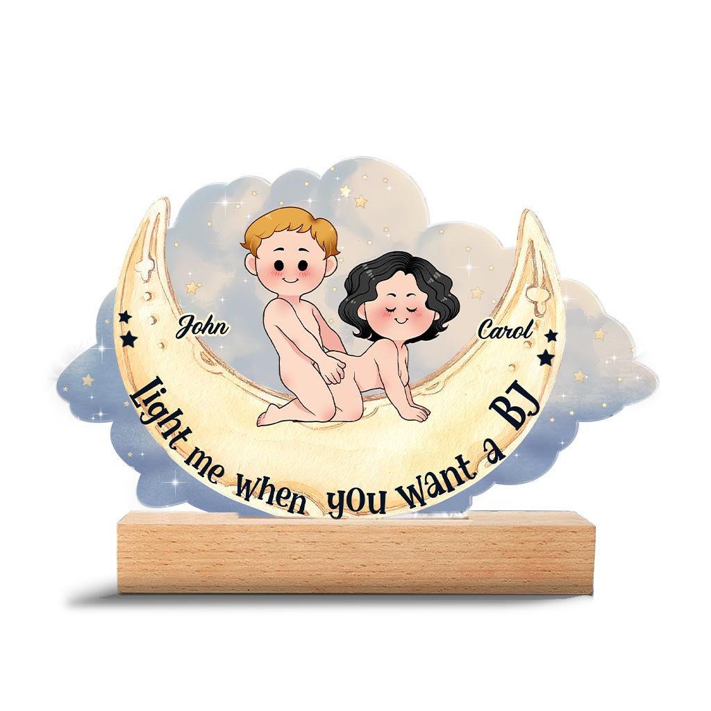 Allume-moi quand tu veux une fellation - Plaque lumineuse personnalisée en forme de couple