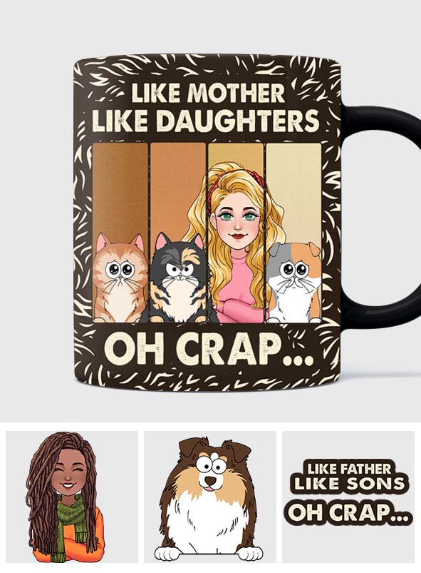 Tel père, telle fille, tel fils. Amoureux des chats et des chiens - Mug personnalisé pour les amoureux des animaux