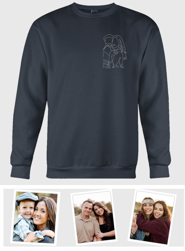 Custom Line Art - Personalized Step Mom Embroidered Sweater