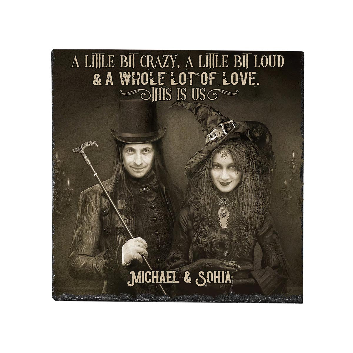 Jusqu'à ce que la mort nous sépare - Pierre carrée personnalisée pour couple